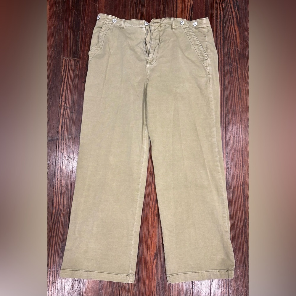 Anthropologie Pilcro high rise wide leg trouser Sz 31 Light Green